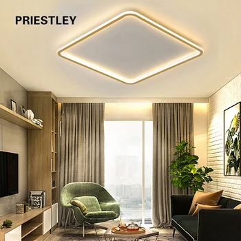 LED Modern Tavan Lambası Oturma Yemek Odası Yatak Odası Çalışma Altın Siyah Kapalı RC Kısılabilir Basit Yuvarlak Poligon Cilalar