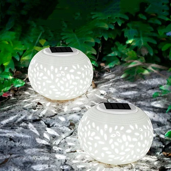 Güneş LED bahçe lambası Hollow-out Seramik Fener Açık Su Geçirmez Avlu Dekor 2 İşık Modları Beyaz ve Renkli peyzaj ışığı