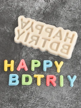 Cakesmıle Silikon 3D Mutlu Doğum Günü Harfler Kalıp Fondan Çikolata Kalıp Doğum Günü Pastası Dekorasyon Aracı Buharlı Fırın Mevcut