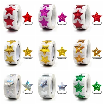 100-500 adet Glitter Yıldız Çıkartmalar Çocuklar için Okul öğretmeni Ödül sticker Sevimli Parti Dekor İş Etiket Scrapbooking Çıkartmaları