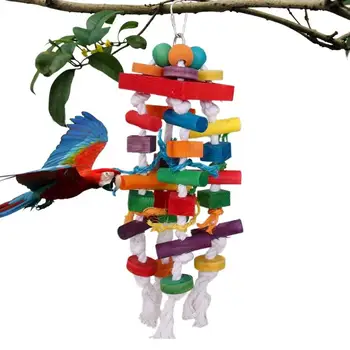Kuş Toplama Oyuncak Papağan Isırığı Ahşap Toplama Oyuncaklar Taşınabilir Kuş Kafesi Aksesuarları Ahşap Blok Kuş Papağan Oyuncakları Küçük