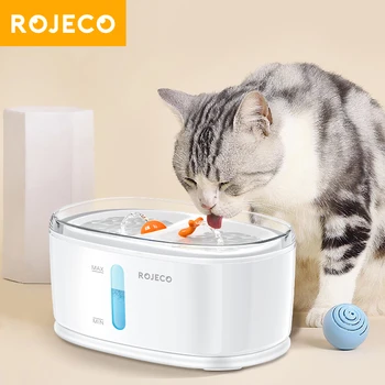 ROJECO Otomatik Kablosuz Kedi su çeşmesi Çift Kedi Tiryakisi içme çeşmesi Kediler Köpekler İçin Pet su sebili Aksesuarları