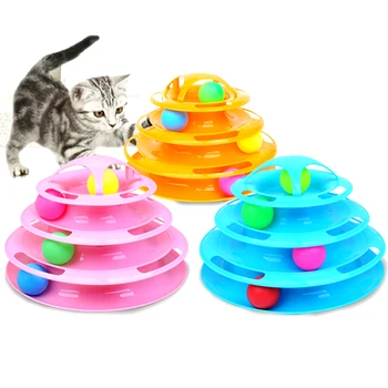Kedi Oyuncaklar Komik Kedi Pet Oyuncak Istihbarat Üçlü Oyun Disk Kedi Oyuncak Topları Kedi Çılgın top Disk Interaktif Oyuncak IQ Eğitim