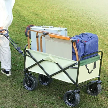 Çekme Arabası Piknik için Yük Taşıyan 150kg Taşınabilir Bagaj Vagon Arabası Açık Kamp Katlanır Araba Ayarlanabilir Arabası