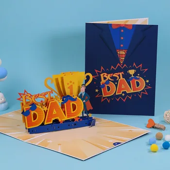 5 adet El Yapımı En Iyi BABA babalar Günü 3D Pop UP Tebrik Davetiye Kartı Duş Teşekkürler Noel Düğün Doğum Günü Partisi Hediye