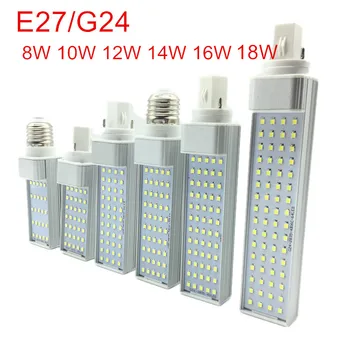 G24 E27 led lamba ampulü 8 W 10 W 12 W 14 W 16 W 18 W 2835 ışık sıcak beyaz / soğuk beyaz spot 180 derece yatay fiş ışık