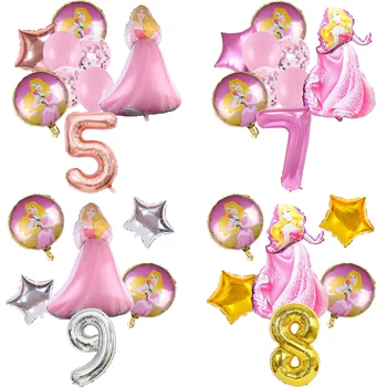 Disney Uyku Güzellik Aurora Prenses Tema Doğum Günü Partisi Dekoratif Lateks Alüminyum Dijital Balon Bebek Duş Kız Çocuk Hediye