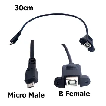 1 adet USB 2.0 B Dişi Soket Yazıcı Paneli Dağı Mikro USB 5 Pin Erkek Kablo 1FT