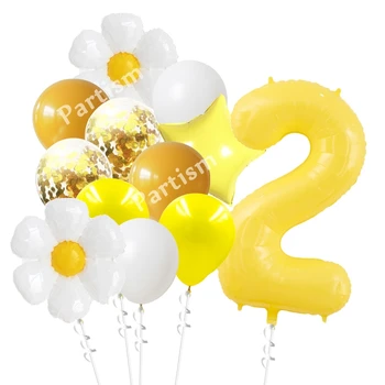 13 adet Papatya Çiçek Balon Seti 40 inç Sarı Şekil Balon Papatya Temalı Doğum Günü Partisi Dekorasyon Çocuklar El Sanatları Kaynağı