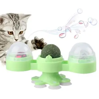Catnipli Top Spinner Kedi Oyuncak Top İnteraktif Kedi Oyuncak Dinamik Renk Topu Çan Tasarım 360 Rotasyon Alt Vantuz Kurulum
