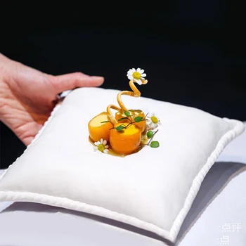 Fransız Yaratıcı Kumaş Yastık Şekli Plaka Seramik yemek tabağı Beyaz Kare Çatal Tatlı Tabağı Özel Yemek Kahvaltı Tabağı