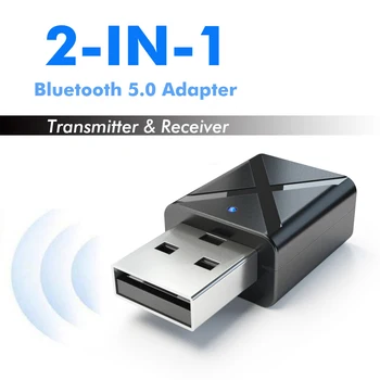 3.5 mm Aux + USB bluetooth Alıcısı Vericiler 5.0 Kablosuz Ses Müzik Stereo adaptörü TV PC İçin araba hoparlörü Kulaklık