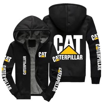Yeni Kış Erkekler Moda Yüksek Kaliteli CAT Caterpillar Logo Uzun Kollu Ceket Rahat Hoodies Yün Astar Polar Kazak Ceket