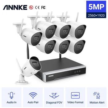 ANNKE WS500 8CH 5MP Süper HD Kablosuz IP Güvenlik Kamera Sistemi Wifi Kamera Erişim IP66 hava koşullarına dayanıklı kapalı açık Kameralar