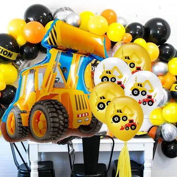 1 Takım Ekskavatör Araç Cupcake Topper İnşaat Traktör Kek Topper masa süsü Bebek Duş Çocuk Boys Doğum Günü Partisi Malzemeleri