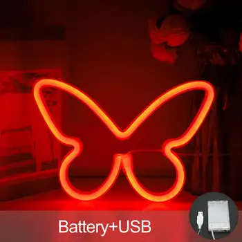 LED Neon Burcu Benzersiz Göz Koruması USB / Pil Kumandalı Parti Aksesuarları Kelebek Neon Burcu LED Kelebek Lamba