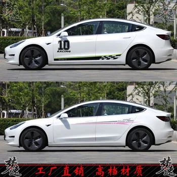 Araba çıkartmaları Tesla Modeli 3 vücut dış modifikasyonu moda spor çıkartmaları modifikasyonu