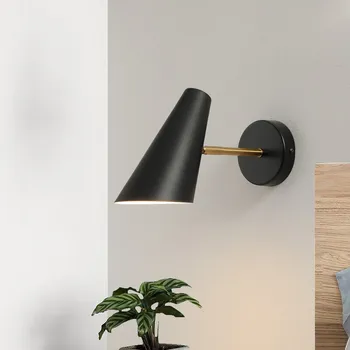 Nordic Başucu Duvar Lambası Minimalist LED 350 ° Ayarlanabilir Siyah Anahtarı Çekme Kablosu Yatak Odası Çalışma Otel iç mekan aydınlatması Fikstür