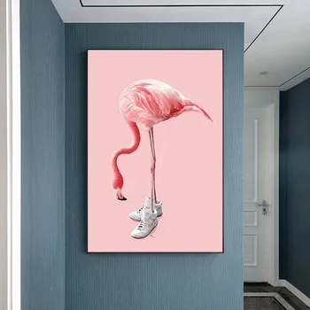 Iskandinav Modern Stil Pembe Güzellik Flamingolar Minimalizm Tuval Boyama Posterler Ve Baskılar Duvar Resimleri Için Oturma Odası Dekorasyon