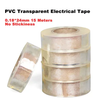1 Rulo 15m 0.18 * 24mm PVC Şeffaf Elektrik Bandı Yapışkanlık Yok Plastik Bant Şeffaf Yalıtım Alev Geciktirici Su Geçirmez