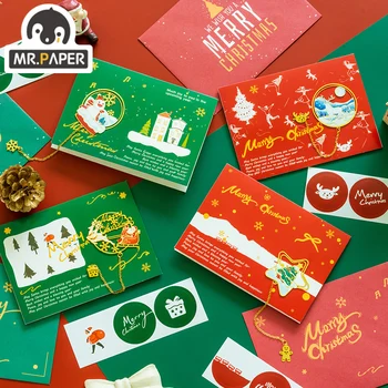 Mr. Kağıt 4 Tasarım Metal İçi Boş Yer İmi tebrik kartı zarfı Seti Merry Christmas Serisi zarflı kart Manuel DIY Hediye