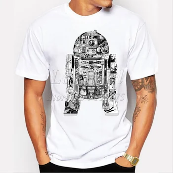 Yeni erkek moda kısa kollu siyah robot tasarım t-shirt komik tee gömlek Hipster O-Boyun popüler tops
