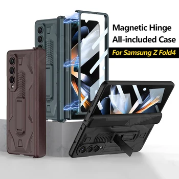GKK Galaxy Z Fold4 5G Durumda Manyetik Menteşe Tüm dahil Cam anti-vurmak Kapak Samsung Galaxy Z Fold4 Standı sert çanta