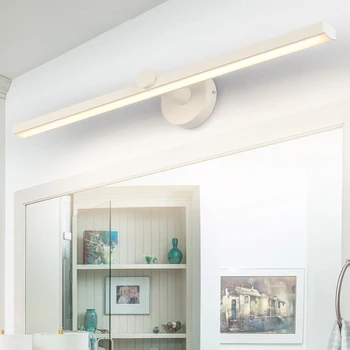 Modern basit LED banyo aynası ön ışık yatak odası duvar lambası banyo yatak odası aynalı dolap ışık alüminyum beyaz siyah 220 V