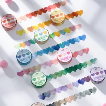 100 Adet/rulo Şeker Renk Washi Bantlar Maskeleme Bandı Dekoratif Çıkartmaları Dıy Kalp Çıkartmalar Scrapbooking İçin günlük defteri Planlayıcısı