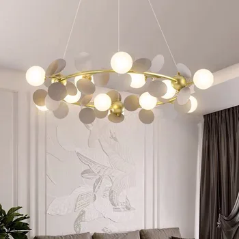 Kolye lamba Led sanat avize ışık odası dekor Modern renkli yuvarlak Metal G9 cam ayarlanabilir asılı oturma askıya Lamparas