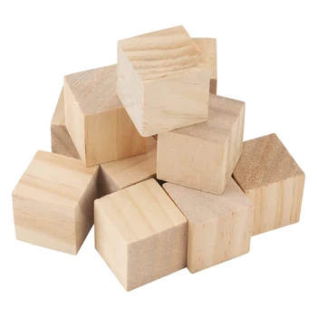 100 ADET 1X1X1 İnç Blokları Doğal Ahşap Bloklar Bitmemiş Ahşap Bloklar DIY El Sanatları İçin