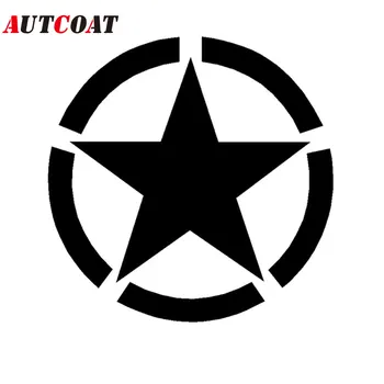 AUTCOAT 1/2 Adet Yıldız vinil araba Çıkartması ABD Ordusu, Beyaz Siyah Kalıp Kesim Çıkartması TAMPON çıkartması Pencereler, Arabalar, Kamyonlar, Dizüstü Bilgisayarlar Vb.