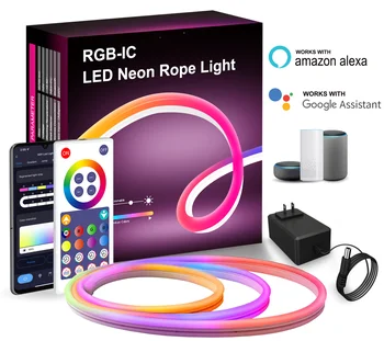 Tuya WiFi 5V / 12V RGBIC Neon Halat aydınlatma IP68 USB Şerit İşık İle Müzik 3 M / 5M 16 Milyon DIY Renkler Akıllı Neon ışık çubuğu