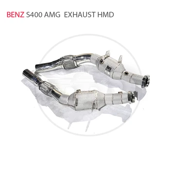 HMD Egzoz Manifoldu Mercedes Benz için S320 S350 S400 S450 S500 S600 Araba Aksesuarları Katalitik Konvertörlü Kedisiz İniş Borusu