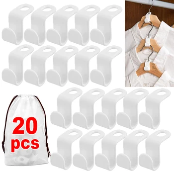 20/10 adet Mini Elbise Askısı Dolap Konektörü Kanca Basamaklı Dolap Ceket Organizatör Raf Tutucu Plastik Bağlantı Kanca