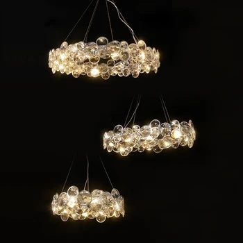 Kısılabilir LED Oval Yuvarlak Krom Kristal Sihirli Halka Asılı Lambalar Cilası Avize Aydınlatma Süspansiyon Armatür Lampen Fuaye