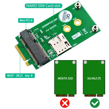 Için NGFF M. 2 Anahtar B Kart Mini PCI-E Adaptörü ile NANO SIM Kart Yuvası için 3G / 4G / 5G GSM LTE Modülü Mini PCIe Kartı masaüstü bilgisayar
