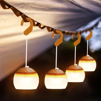 Mini Retro kamp feneri USB Şarj Edilebilir Asılı Kanca Gece Lambası Akülü Çadır masa lambası Açık Acil Durum İçin