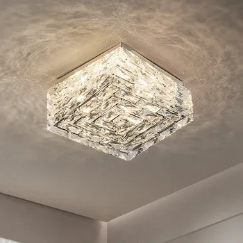 Kare kristal abajur LED tavan lambası iç mekan aydınlatması atmosfer oturma odası yatak odası ışıkları çatı dekoratif lüks fikstür