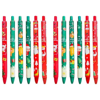 12 Adet Çocuklar Sabit Jel Kalemler Çocuklar Noel Öğrenci Sevimli Tasarım Yaratıcı Karikatür Plastik