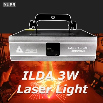 Meslek 3W ILDA 3D RGB tarama sahne lazer ışığı düğün parti güçlü ışın DMX aydınlatma kulübü DJ Disko Gece Kulübü animasyon lazeri