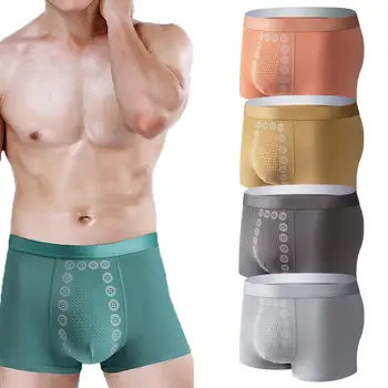 Erkek nefes alan iç çamaşırı Külot Şort Bulge Kılıfı Erkek Fizyolojik İç Çamaşırı Seksi Manyetik Terapi Külot Knickers