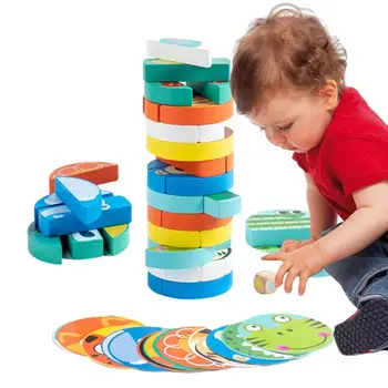 Ahşap bloklar Montessori Yapı Taşları İstifleme Ahşap Sevimli Hayvan Şekli Çok Fonksiyonlu eğitici oyuncak Kreş İçin