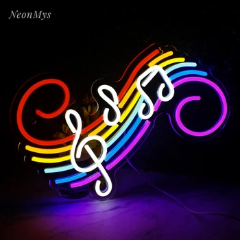 Renkli müzik akış Neon burcu müzik Notaları Neon tasarım şekilli ışık 42 * 27cm destek özel