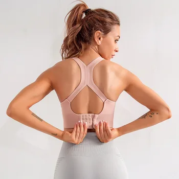 Kadın Spor Sutyeni Ayarlanabilir Darbeye Dayanıklı Toplamak Kız Yoga Sutyen Backless Spor Yelek Elastik Koşu Fanila Açık Egzersiz Kırpma Üst
