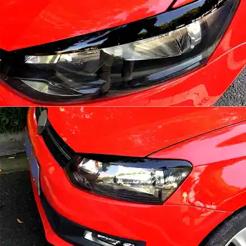 Araba Styling Çift Araba Farlar Göz Kapakları Kaş ABS Trim Çıkartmalar Kapak VW POLO için MK5 2011 2012 2013 2014-2018 Aksesuar