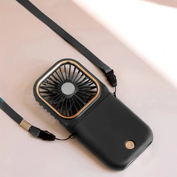 Asılı Boyun Fanlar Mini Taşınabilir yelpaze USB Şarj Edilebilir 3000mAh Güç Bankası El Masaüstü Çok Fonksiyonlu Fan Açık