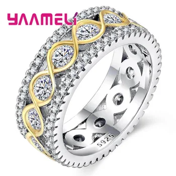 Kadınlar için 925 Ayar Gümüş Yüzük Gelin Düğün Anelli Trendy Mücevher Nişan Infinity Aşk Anillos Mujer