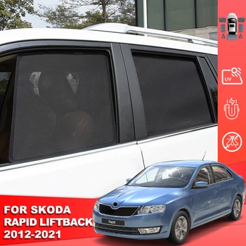 Skoda Rapid Liftback için NH3 2012-2021 araba güneşliği Kalkan Mıknatıs Arka Yan Bebek Pencere Güneş Gölge Siperliği Ön Cam Perde