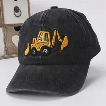 Erkek Kız Açık Beyzbol Kapaklar Traktör Ekskavatör İşlemeli Sevimli Komik Şapkalar Çocuklar İçin